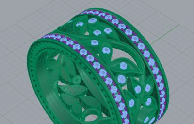 树叶镶钻戒指rhino模型
