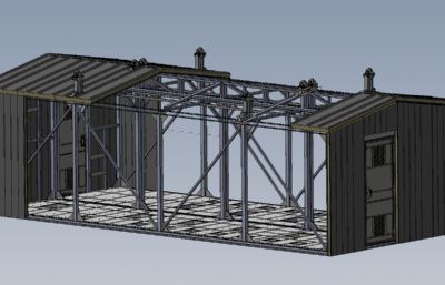 厂房 钢结构房solidworks模型