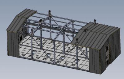 厂房 钢结构房solidworks模型