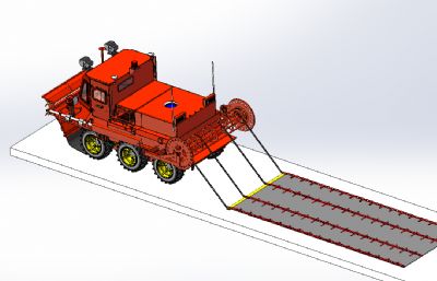 全地形六轮型山猫6×6草原灭火车solidworks模型