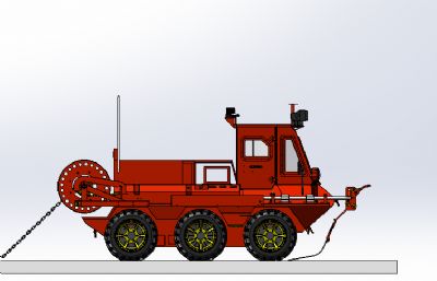 全地形六轮型山猫6×6草原灭火车solidworks模型