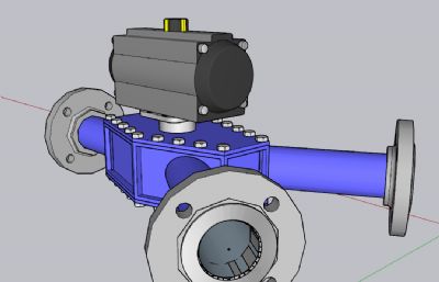 气动三通阀sketchup模型