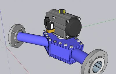 气动三通阀sketchup模型