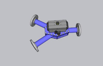 气动三通阀sketchup模型