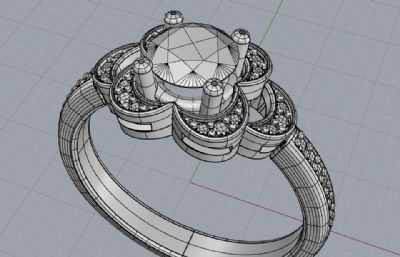 复古钻石戒指rhino模型