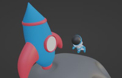 火箭发射宇航员3D插画