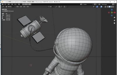 宇航员拖拽卫星blender模型