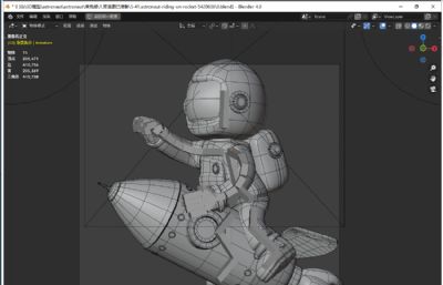 宇航员乘坐火箭冲锋blender模型