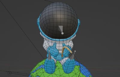 宇航员做地球上钓月球blender卡通模型