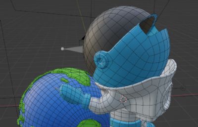 宇航员推地球blender模型