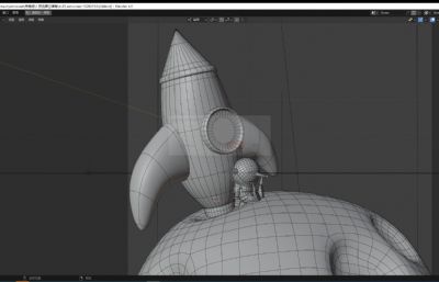 背靠火箭的卡通宇航员blender模型