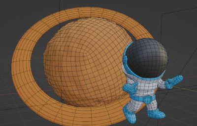 土星周围漂浮的宇航员blender模型