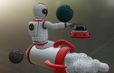 宇航员坐在火箭上3D插图