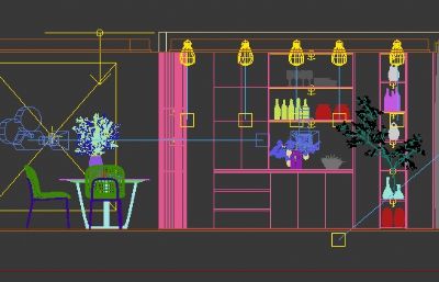 现代餐桌,餐边柜3dmax模型