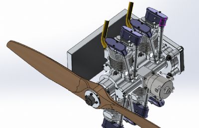 四缸航空发动机solidworks模型