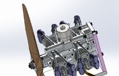 四缸航空发动机solidworks模型