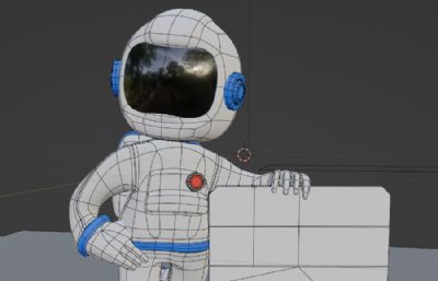 宇航员站在空白路标旁边blender模型