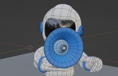 宇航员使用扩音器指挥blender模型