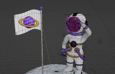 宇航员登陆月球敬礼blender模型