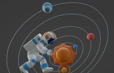 宇航员到达银河系blender模型