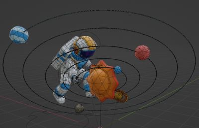 宇航员到达银河系blender模型