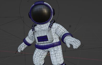 宇航员玩滑板blender模型