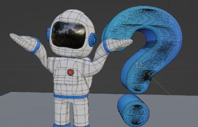 宇航员提问3D插图blender模型