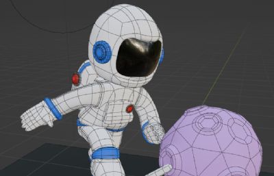 宇航员与行星赛跑blender模型