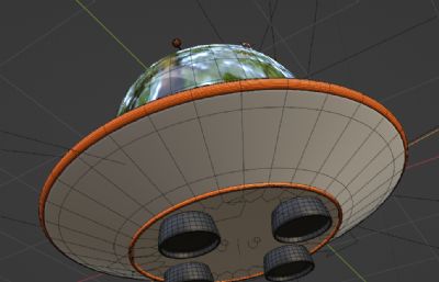 宇航员操控飞碟blender模型
