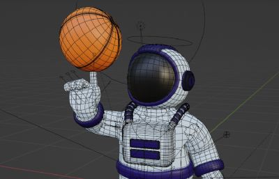 宇航员单指转篮球blender模型