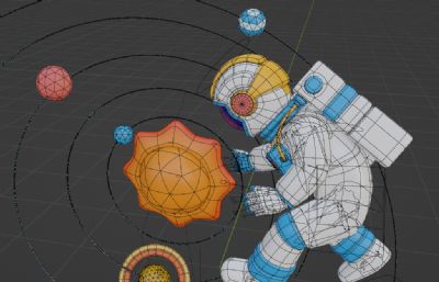 宇航员到达银河系blender模型