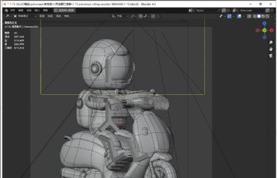 宇航员骑电动车blender模型