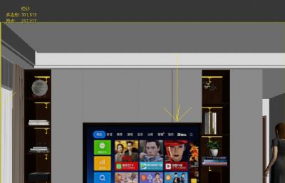 满墙电视柜 电视背景墙 人物