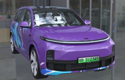 理想L9新能源汽车3dmax模型,带内饰