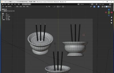 中式香炉blender模型