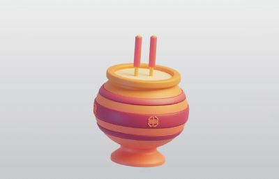 卡通福气香炉blender模型