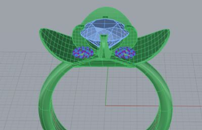 花朵形状的钻戒rhino模型