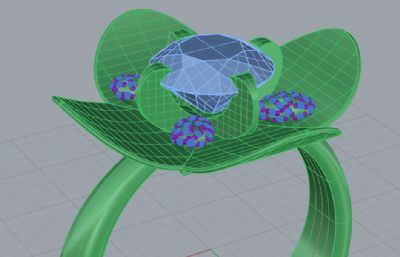 花朵形状的钻戒rhino模型