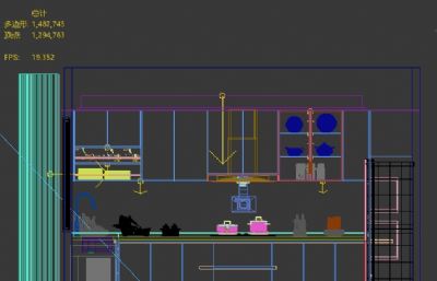 现代回形厨房3dmax模型