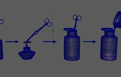 坐燃烧化学实验的实验器材及流程maya模型