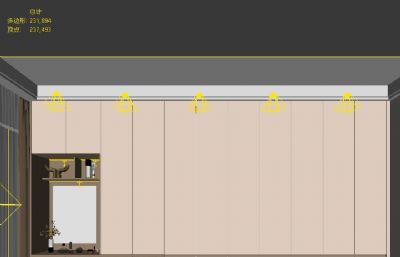 现代衣柜 衣帽间 妆台整体表现VR灯光材质