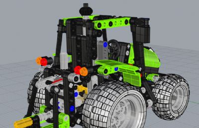 积木拼装拖拉机rhino模型