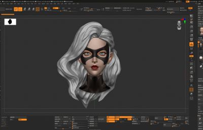 Zbrush美型头像雕刻 御姐美女 幽灵猫女