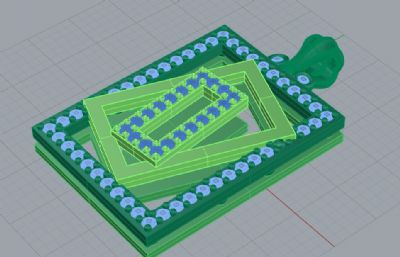 方形套叠吊坠rhino模型