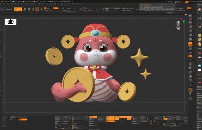 蛇年IP 蛇年财神zbrush模型