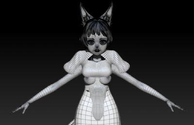 狐狸小姐姐+狐狸zbrush模型