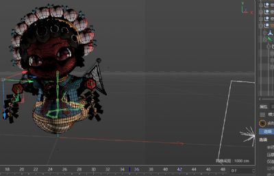 戏曲国潮风大红花小蛇C4D模型