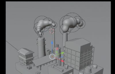 工业工厂,化工厂场景blender模型