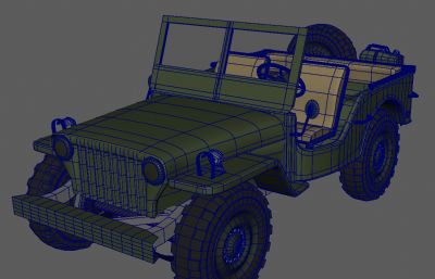 军用吉普车maya,fbx模型