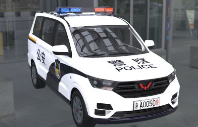 新五菱宏光S警车3dmax塌陷模型